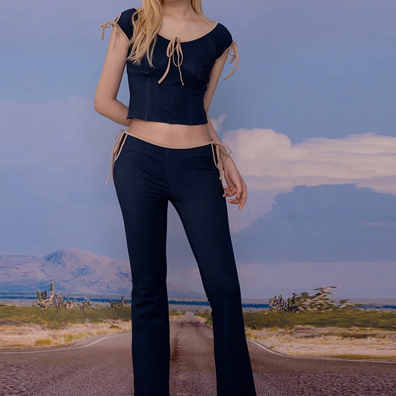 

Fashion Spring and Autumn Sexy Two-piece New Solid Color Retro Temperament Self-cultivation Strap Casual Suit Women's Clothing