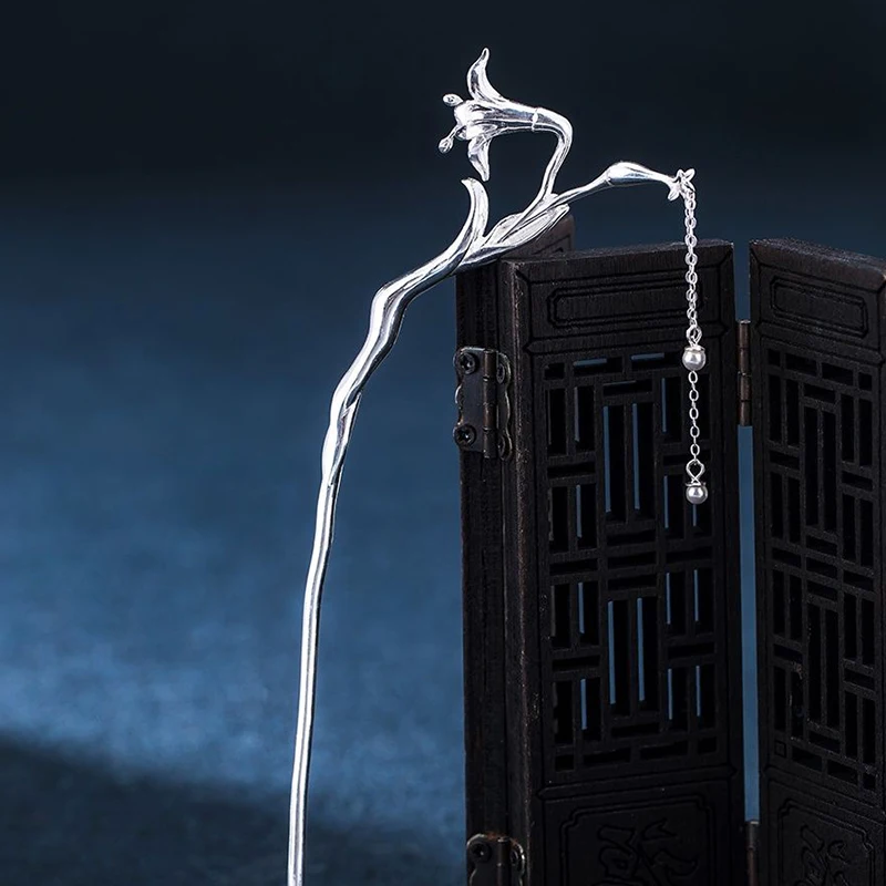 

Summer special ladies long hairpin, ancient style Hanfu headdress, simple hairpin, exquisite and elegant charm, silver jewelry