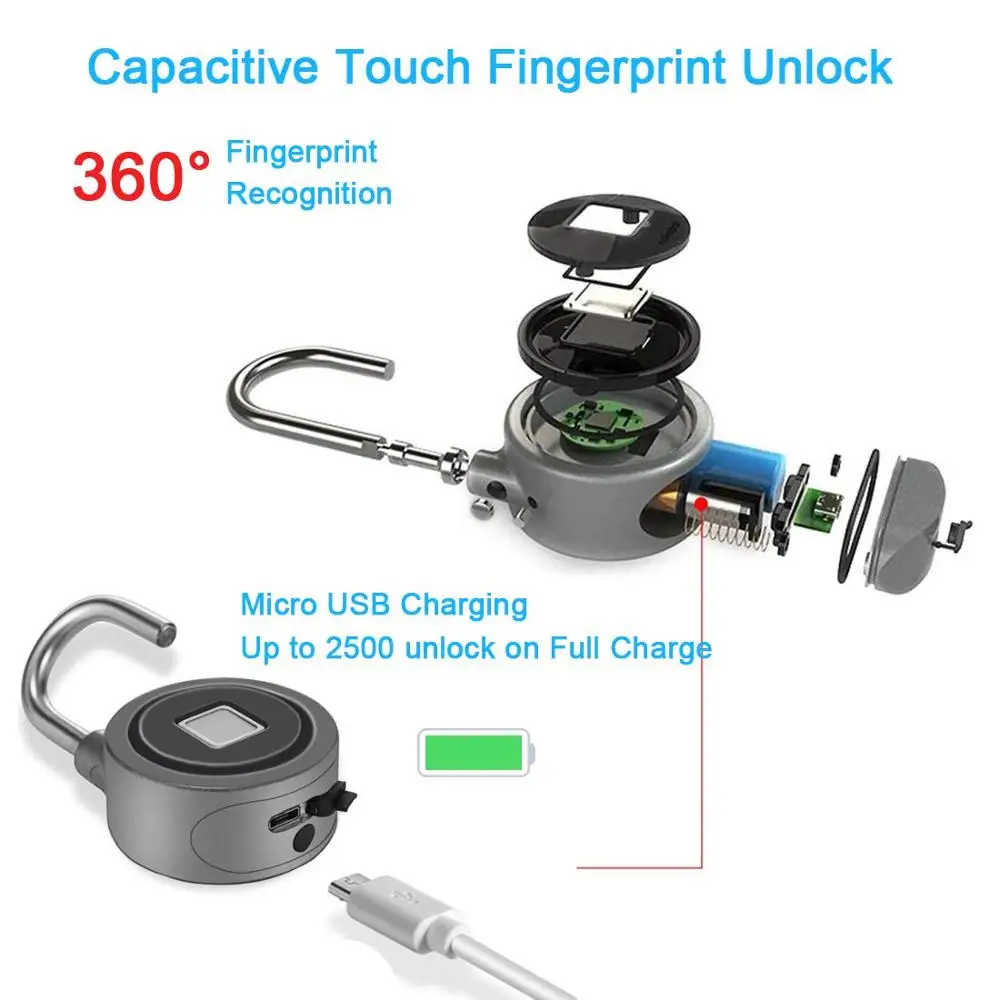 Сканер отпечатков пальцев Bluetooth замок перезаряжаемый IP65 Водонепроницаемый