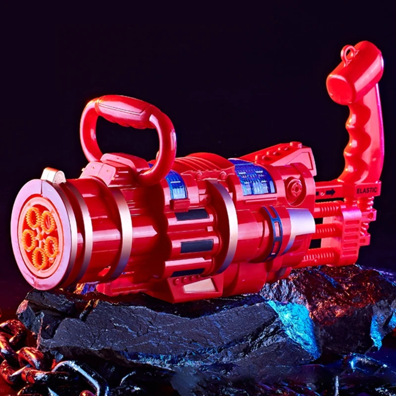 

Summer Toy Outdoor Games Gatling Bubble Machine Musical Bubble Maker Realistic Toy with Light Outdoor Gift for Toddler