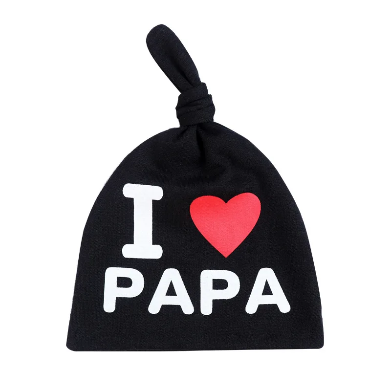 Осенне-зимняя Брендовая детская шапка I Love Papa для девочек и мальчиков хлопковая