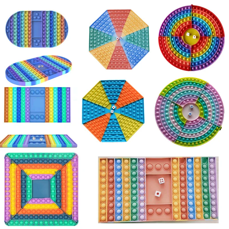 

Hot Pop Fidget Toys Rainbow Finger Push Bubble Antistress Toy Stress Relief Sensory Squeeze Chess Board Desktop Children's Gift