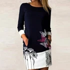 Женская одежда, платье с цветочным принтом в стиле пэчворк, повседневные рубашки, прямые платья с длинным рукавом, Женские приталенные весенние топы, винтажные платья