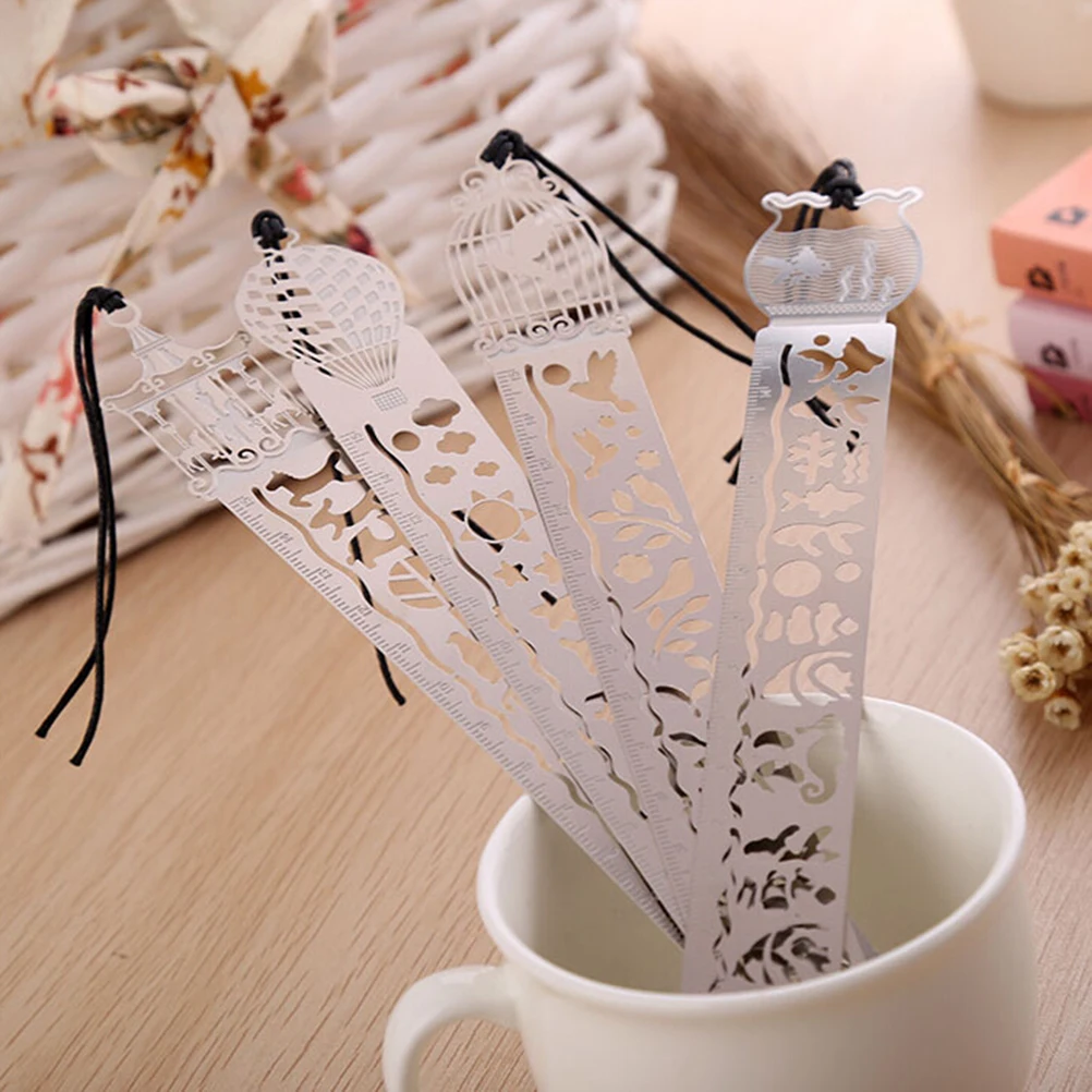 

Kawaii Books Marks Creative Horse Birdcage Hollow Metal Bookmark Ruler For Kids Student Gift Bookmarks School Office Supplies