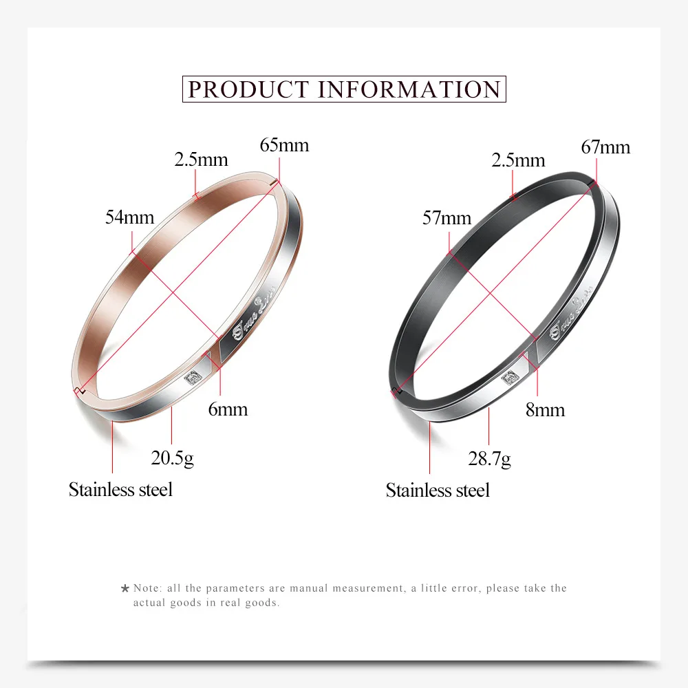 

Fashionable and Simple New Stainless Steel Diamond Two-color Women's Bracelet Bracelet Classic Female Cuff Charm Bangle Jewelry