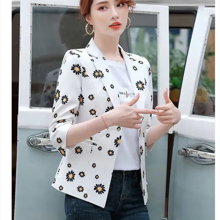 

Printed Small Suit Jacket Women Spring Autumn 2021 New Fashion Slim High sense of design women's suit jacket