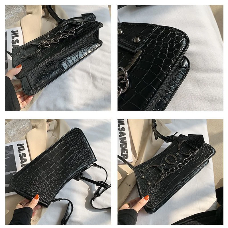 

2021 Vintage Crocodile Pattern Women Purses And Handbags Luxury Brand Shoulder Crossbody Bags Fashion Casual Lady Baguette Totes