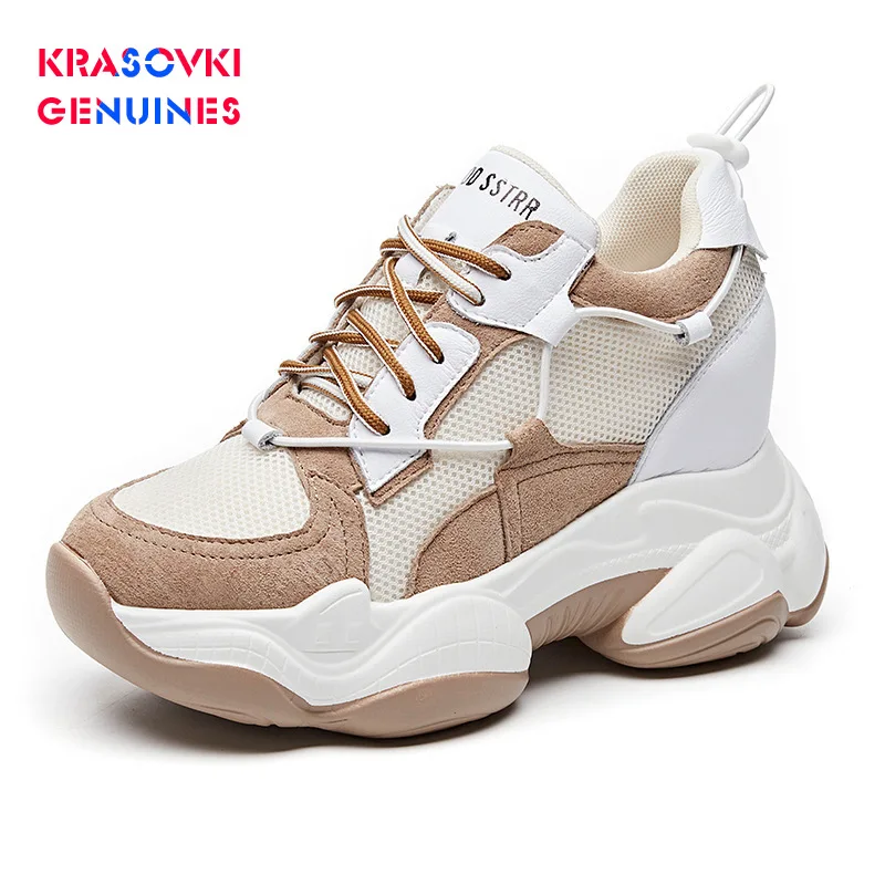 Krasovki/женские кроссовки из натуральной кожи на рифленой подошве Прямая поставка