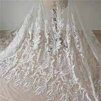 new french sequined lace fabric border embroidery flower wedding dress diy sewing accessories