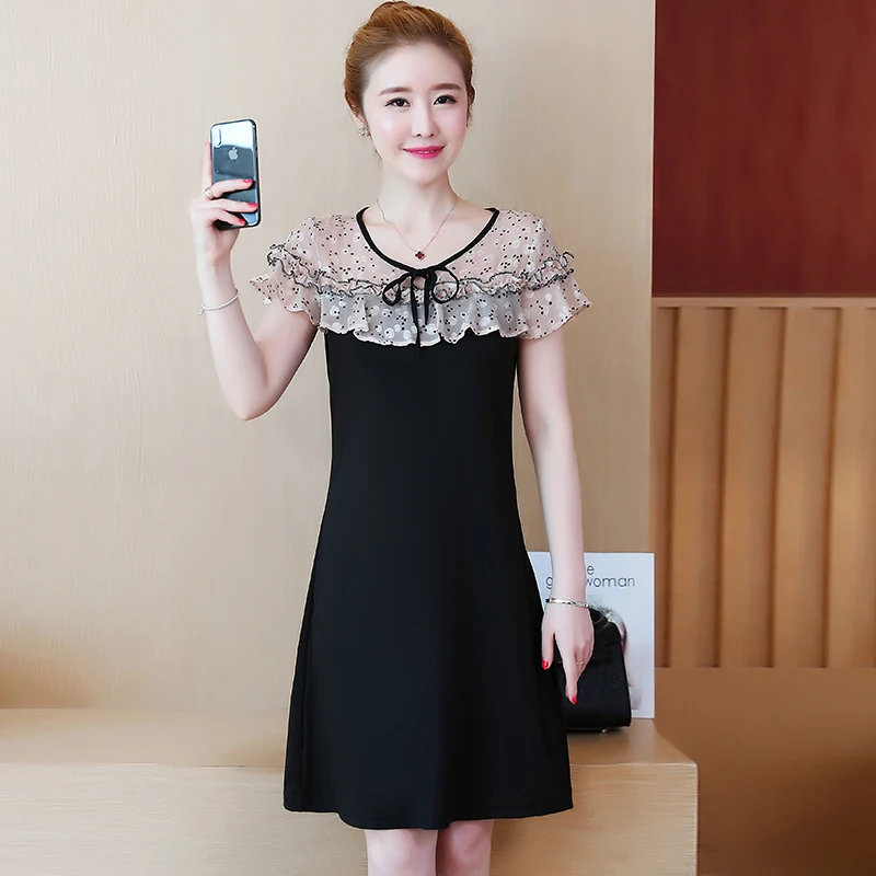 Женское Повседневное платье больших размеров короткий рукав летний школьный