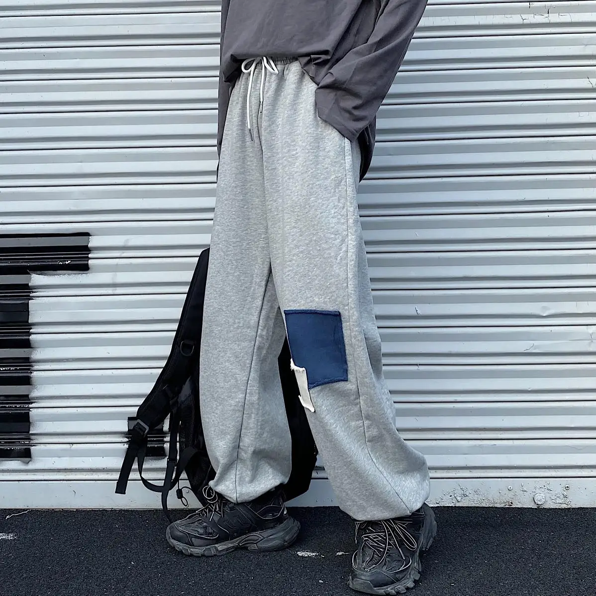 

Autumn Hip Pop Women'S Sweatpants Fashion Chic Color Blocking Patch Drawstring Ankle Length Joggers Korean Streetwear Trousers