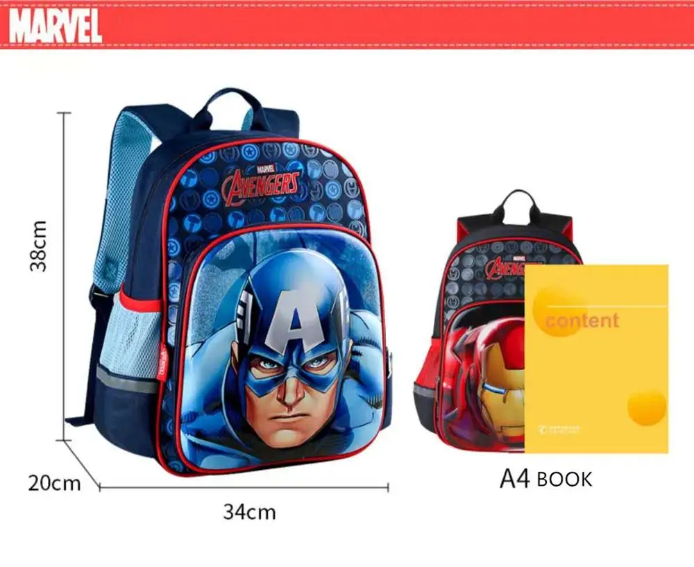 Disney New school bag for boy new 3D spider iron man captain america orthopedic primary student backpack Mochilas Escolares