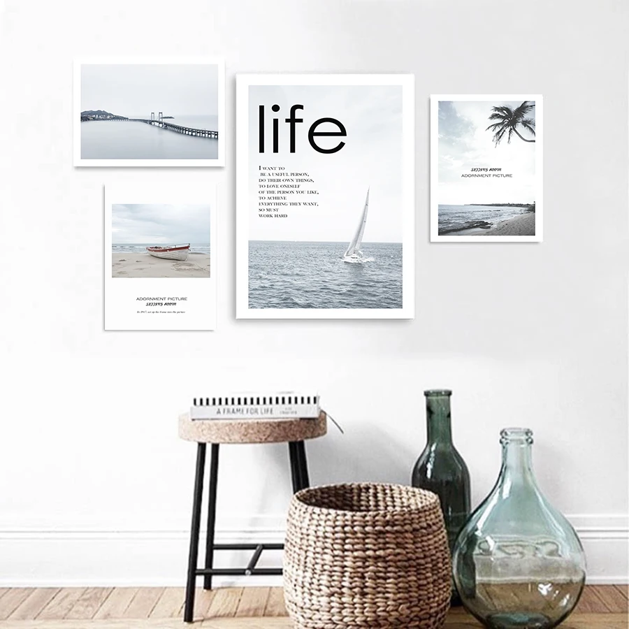 Холст Decorativos картины пейзаж плакаты пляж и мотивационные фразы в печать