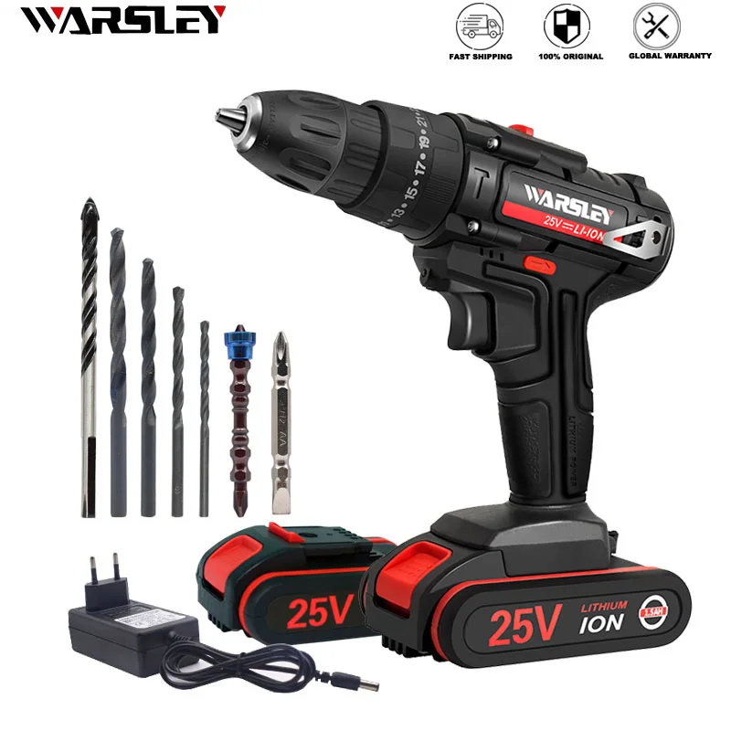 Алюминиевая крышка 25В электрическая отвертка аккумуляторная ударная дрель мини