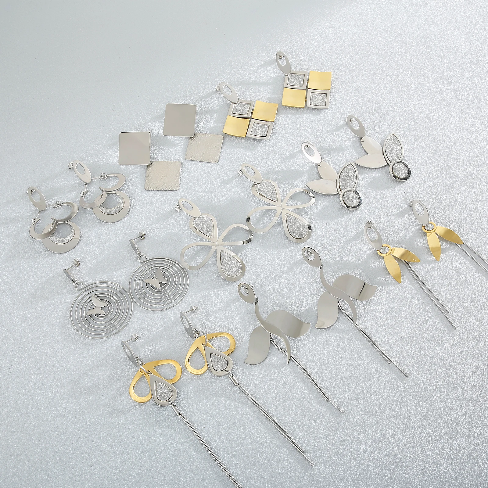 

Stainless Steel Earrings Charm Women Trendy Jewelry Flowers Geometry Simple O Shaped Party Earrings Accessories Gifts