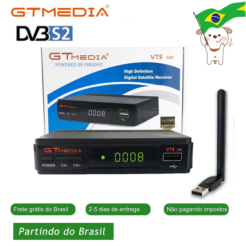 Горячая DVB S2 Freesat V7 hd с USB Wi Fi FTA ТВ приемник gtmedia v7s мощность по freesat поддержка Европа