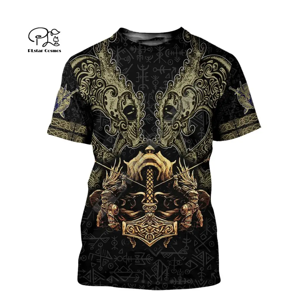 

Warriors Vikings Tattoo Symbol Fashion 3D Printed Summer Short Sleeves women men T-shirts funny Cosplay Halloween t shirts