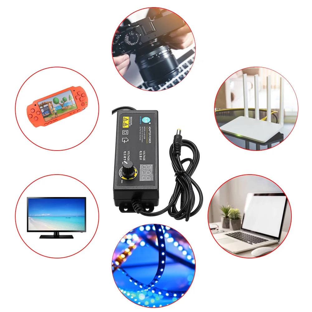 

3-36V 60W Power Adapter Adjustable Voltage with Display Screen US Plug