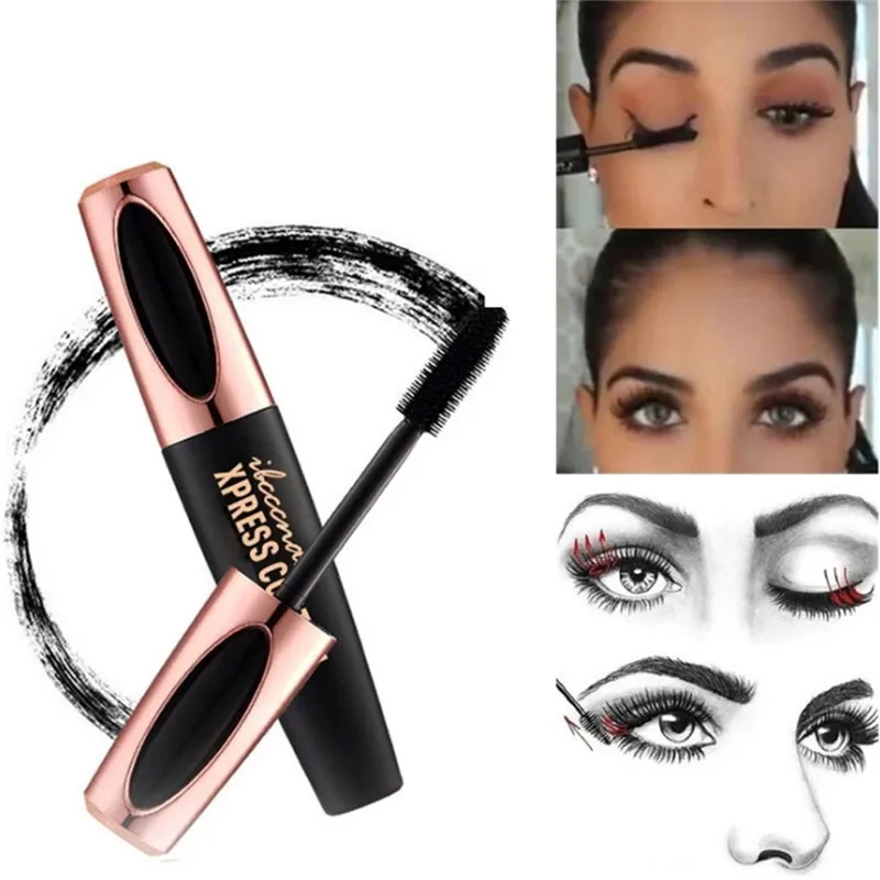 

1PC 4D Silk Fiber Mascara Waterproof Natural Thicken Lengthen Mascara Long Lasting Charming Makeup Curling Eyelash Applicator