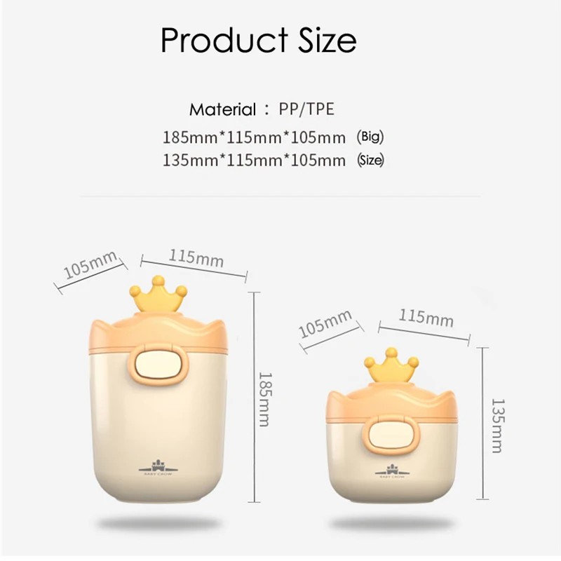 

Portable Large-Capacity Milk Powder Box Hand Baby Food Storage Box BPA Free Cartoon Crown Kids Snacks Cup Container Baby Feeding