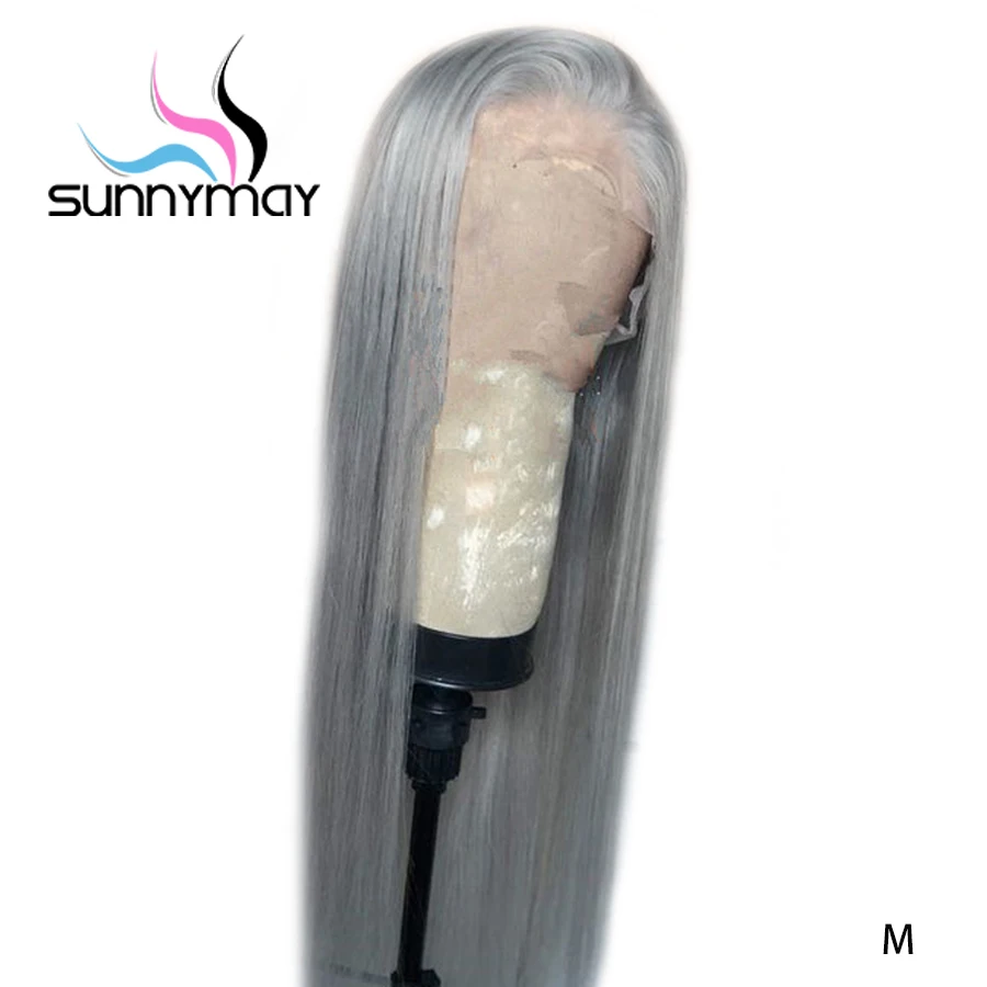 Sunnymay 13x4 парик с волосами младенца серый цвет Омбре прямые длинные предварительно
