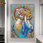 Алмазная 5D картина сделай сам, вышивка русалка, мозаика с квадратными стразами, для домашнего декора, наборы для вышивки крестиком