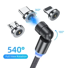 Essager 540 Rotate Magnetic Type C Cable Fast Charging Magnet Charger Micro USB-C Cable For iPhone Xiaomi Mobile Phone Wire Cord