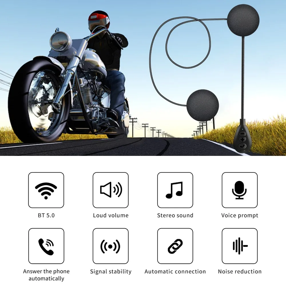 

Гарнитура для мотоциклетного шлема, Беспроводные стереонаушники с поддержкой Bluetooth 5,0, наушники для мотоциклетного шлема, MP3 динамик