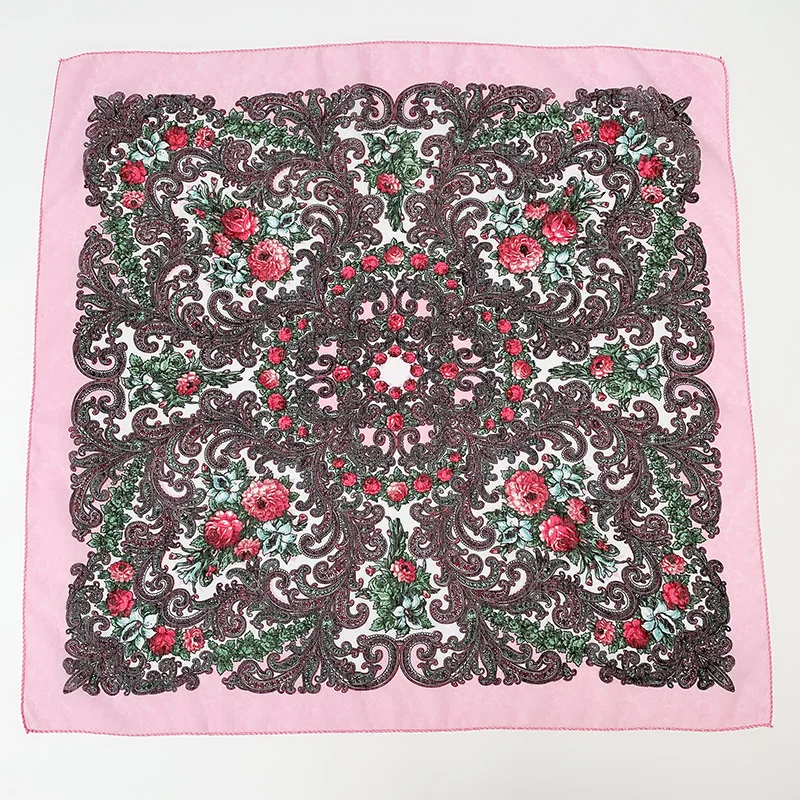 TJ05 light pink Модный женский шарф с цветочным принтом, роскошный брендовый головной убор на весну и осень, хиджаб, Женский русский хлопковый платок - Цвет: TJ05 light pink