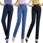 Новинка весна-лето 2021 эластичные джинсы для мам среднего возраста с высокой талией прямые джинсовые брюки большого размера повседневные брюки с несколькими карманами