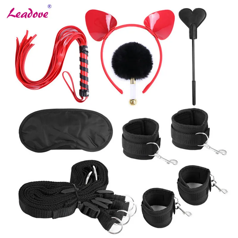 Мужские наручники 8 шт./лот искусственные манжеты плетка для шлепков ободок волос