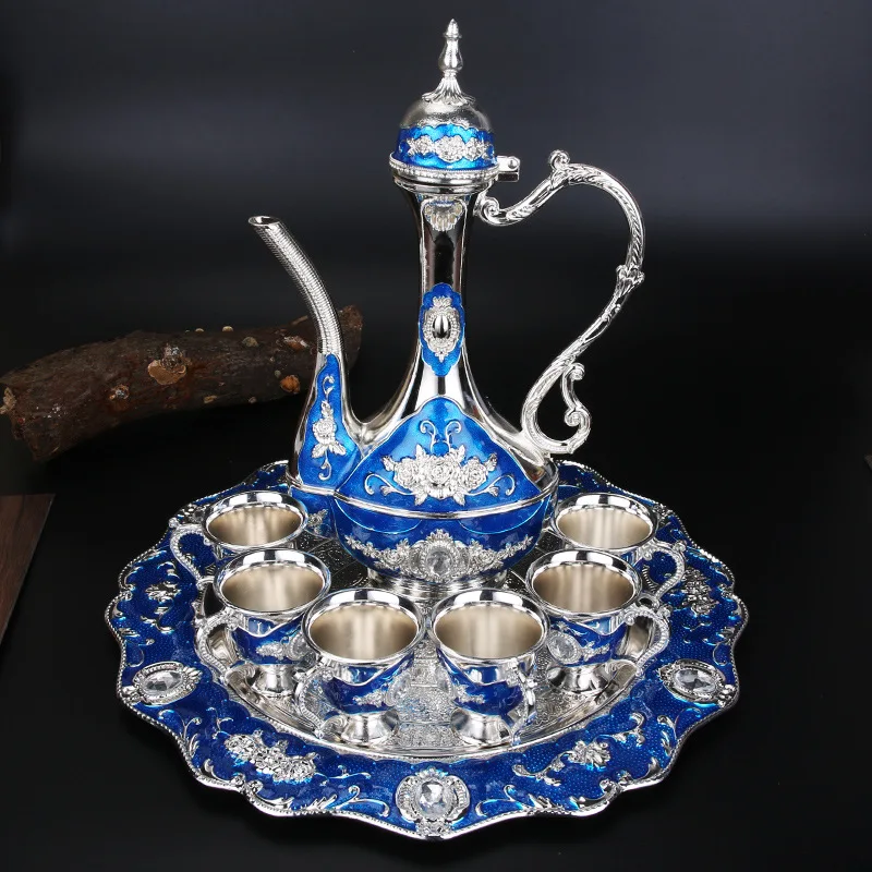 

European alloy wine glass goblet white set flagon gold 8-piece