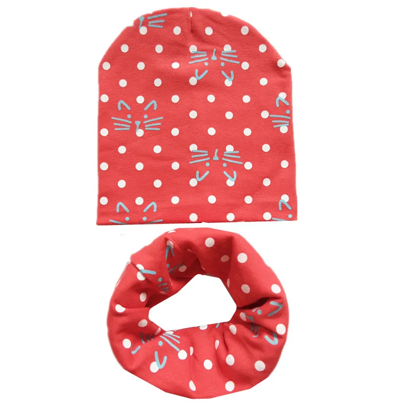 2 шт./компл. детская хлопковая шапка шарф весенне осенние детские шапки шарфы
