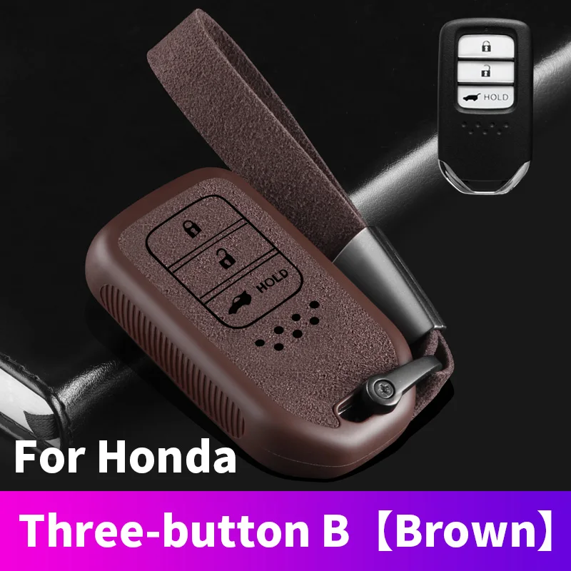 Чехол для ключей с дистанционным управлением для Honda 19CRV Pilot Accord Civic Fit HR-V - Название цвета: 3 Button B-Brown