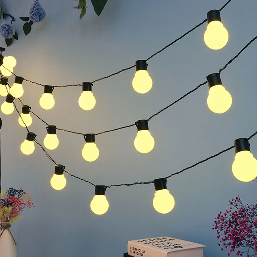 

10/20/38 LED Festoon Ball Fairy String Light Outdoor Wedding Villa Hotel Party Backyard Patio Christmas Garland Light
