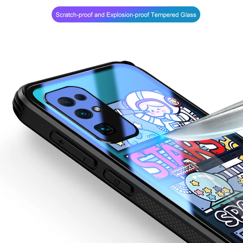 

ASINA Transparent Tempered Glass Case For Honor 30 20 Pro Ins Cartoon Shockproof Cover For Honor View 20 30 40 Capa Funda Space