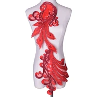 1 pc red peacock stickers for clothes patches clothing diy badges t shirts appliques 3d diy coat jeans decor