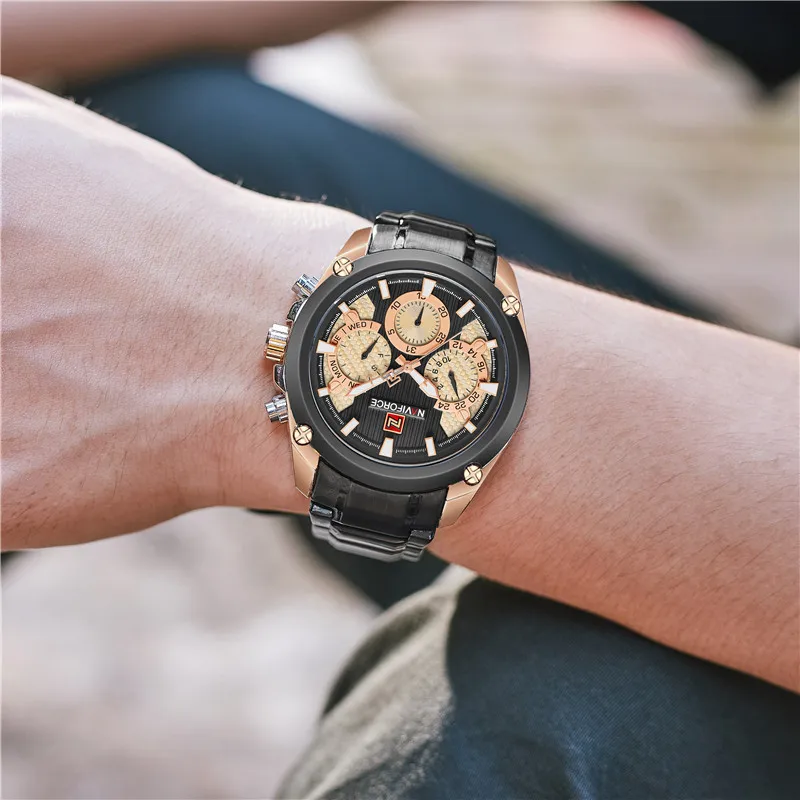 NAVIFORCE мужские наручные часы модные спортивные мужские часы лучший бренд класса люкс военные армейские деловые кварцевые мужские часы из нержавеющей стали 9113