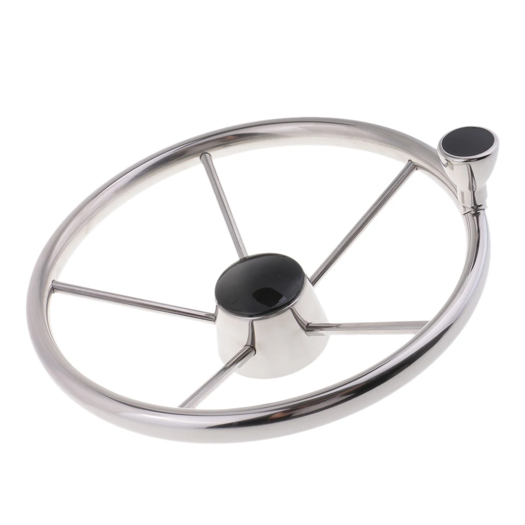 

Boat Stainless Steel Steering Wheel 5 Spoke 13-1/2" For 3/4" Tapered Shaft