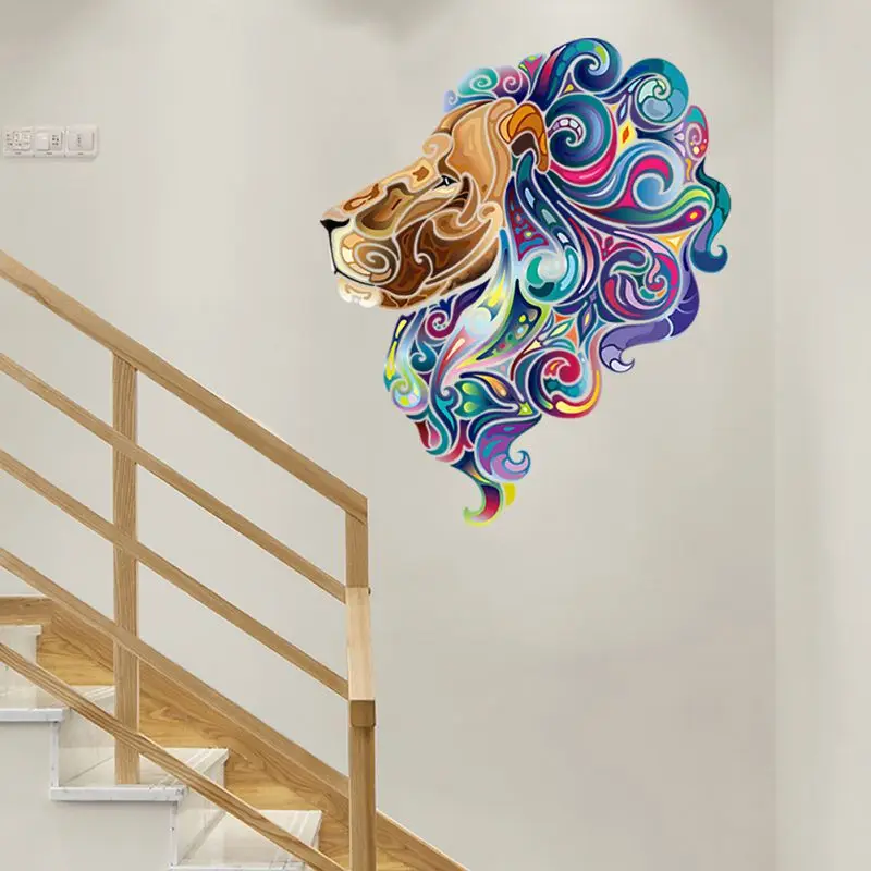 Цветная Наклейка на стену с изображением животных для гостиной спальни складная