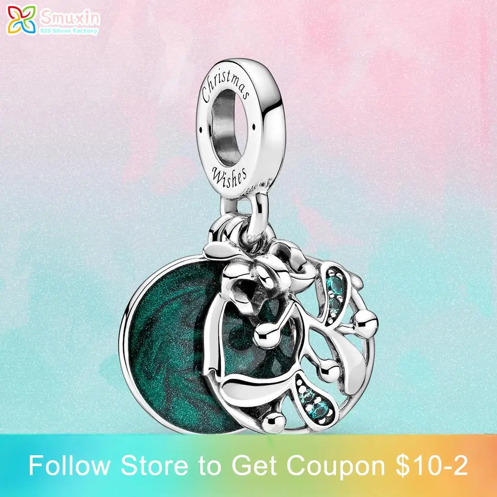 

Smuxin серебряные бусины 925 пробы рождественские омела на крючках, брелоки, подходят к оригинальным браслетам Pandora, Женские Ювелирные изделия в...