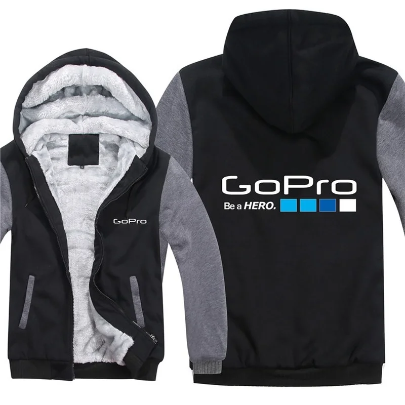 

NEW Winter for Go pro Gopro Hoodies Men Fashion Wool Liner Jacket Sweatshirts Men Coat Pullover