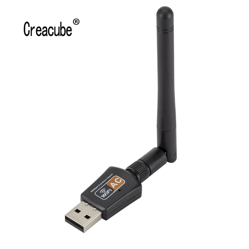 Creacube двухдиапазонный 802.11b/n/g/ac беспроводной 600 Мбит/с USB wifi адаптер 2,4 ГГц 5G WiFi 2 дБ антенна ПК сетевая карта приемник