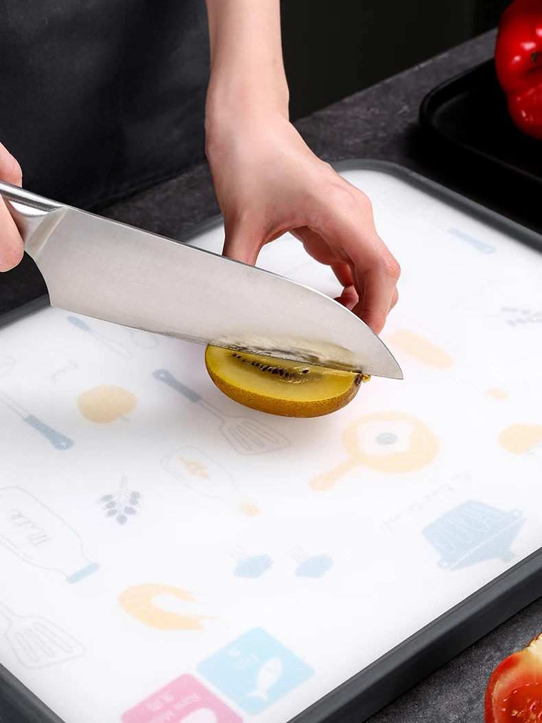 Пластиковая двухсторонняя разделочная доска из нержавеющей стали с ручкой