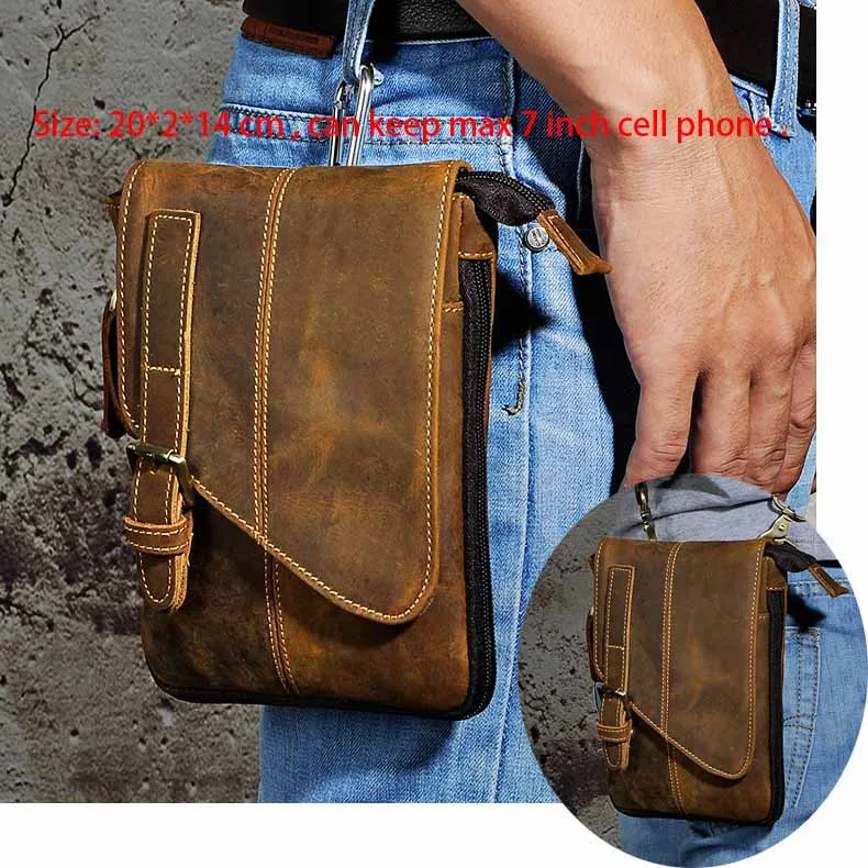 small-dark brown 1 Модная качественная мужская повседневная многофункциональная сумка-мессенджер из натуральной кожи, сумка на плечо для планшета, сумка на пояс, мужская сумка 611-6-d - Цвет: small-dark brown 1