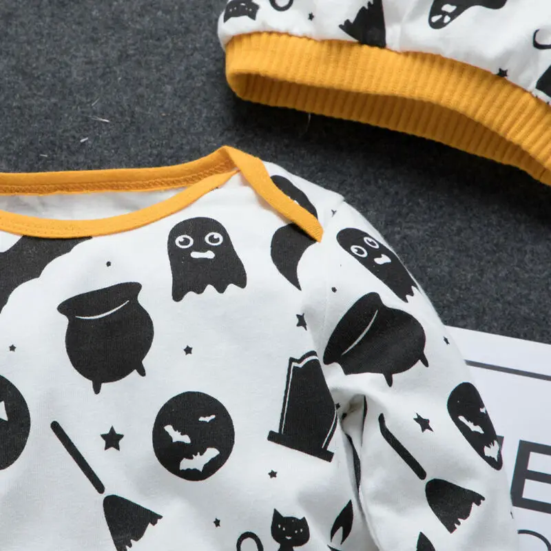 2019 Baby Spring Autumn Clothing Newborn Girl Boy Halloween Romper Long Sleeve Pumpkin Jumpsuit Hat Outfits 2pcs Clothes | Детская