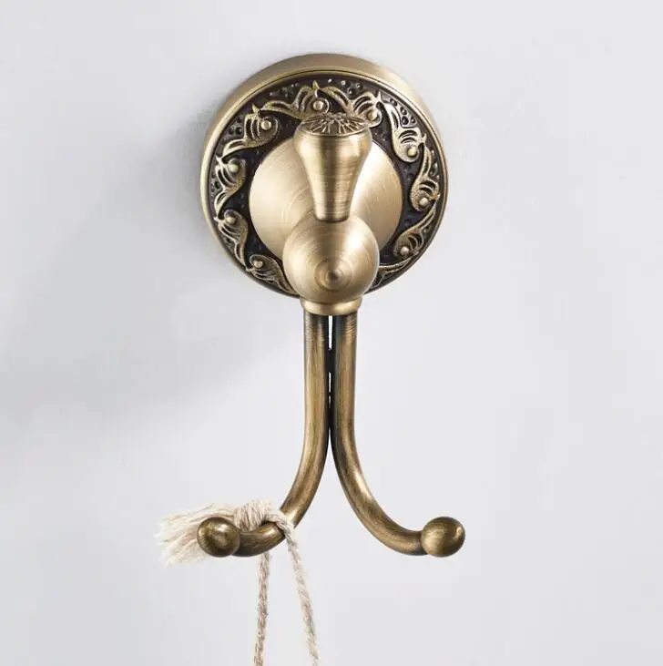 Античные крючки для ванной латунные одежды двери двойные аксессуары комнаты