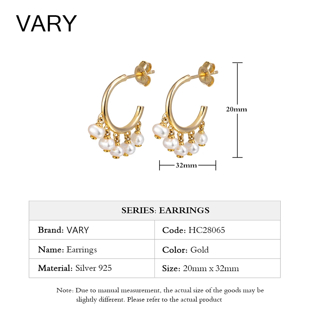 

VARY exquisite girl popular beautiful pearl 18K gold 925 sterling silver hoop earrings exaggerated gifts for women