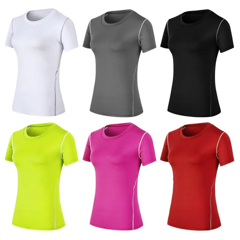 

Women Fitness Quick Drying Shirts Elastic Yoga Sports T Shirt Tights Gym Running Tops Short Sleeve Tees Blouses Shirts Jerseys