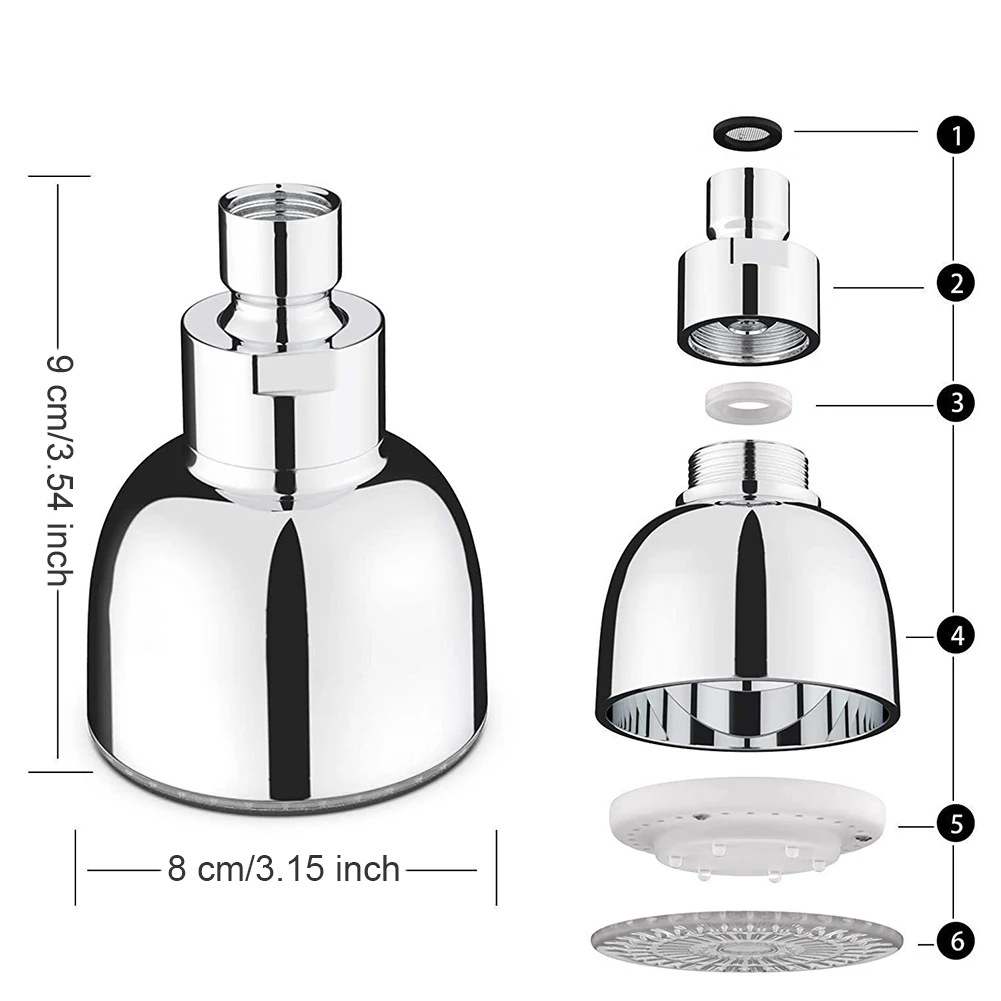 

High Pressure Shower Head Small Round LED Rotatable Shower Spray With 7 Color Changing Bathroom Rainfall Shower Head Filter